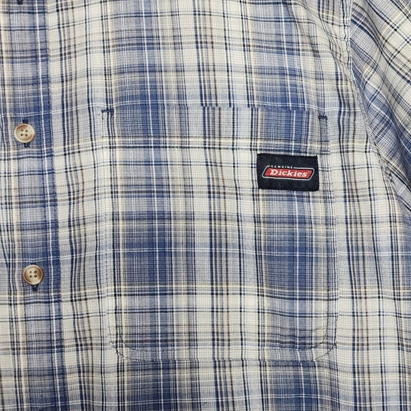 DICKIES Button Down Plaid Shirt - Men's Large - Picture 4 of 7